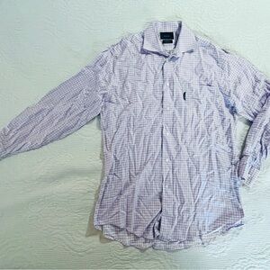Faconnable Lavender Checkered Button Down Shirt, Size L